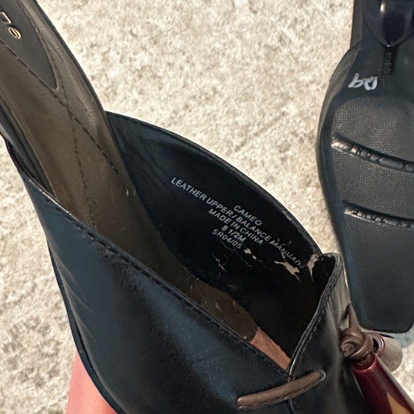 Liz Claiborne Black Leather Tassel Slip-On Mules - Picture 3 of 4